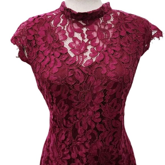 Simply Styled by Sears Lace Knee Length Burgundy Dress Size L Made In India - Picture 10 of 11